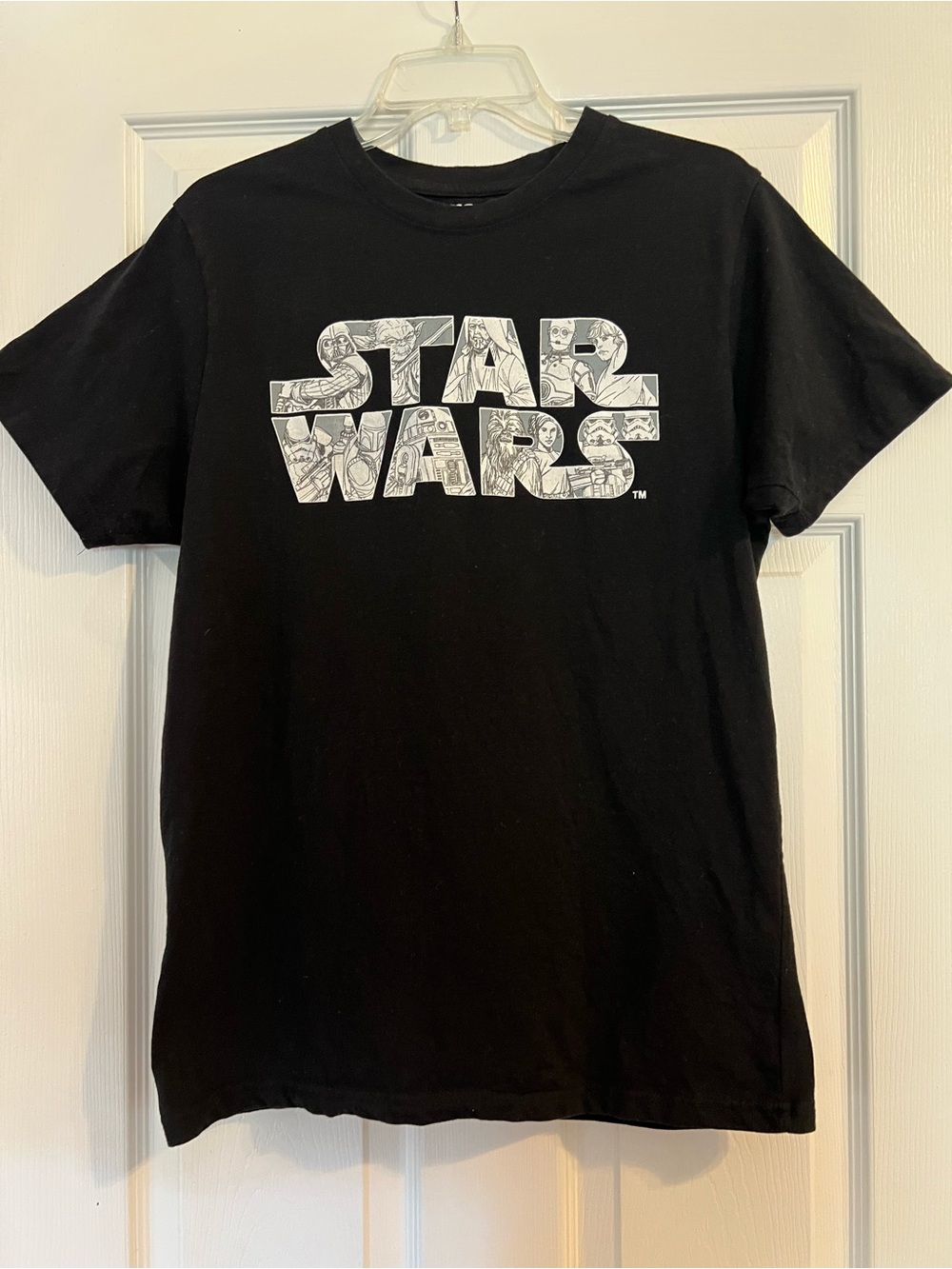 Star Wars Character Fill Anime Logo Black Graphic T-Shirt, Size L